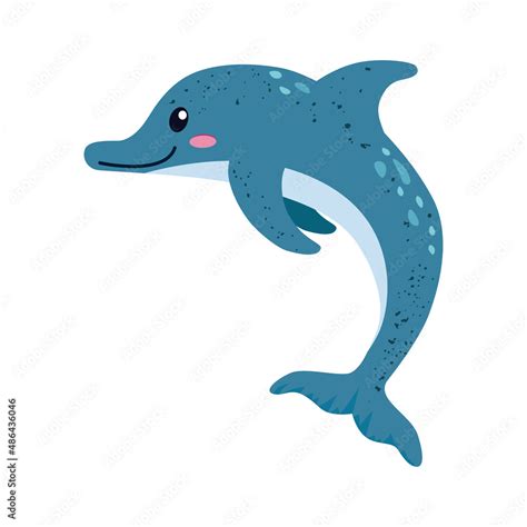 Dolphin. A marine mammal is a warm-blooded animal. Dolphin in cartoon