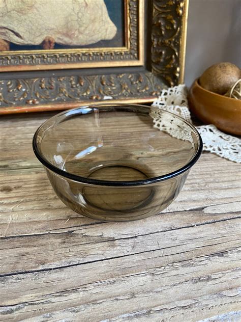 Arcoroc Fume Smoked Glass Small Bowls Vintage French Cafe Arcoroc Of France Cereal Bowl