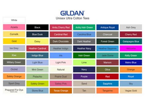 Gildan T Shirt Hex Color Code Accurate Hex For Mockups Match Gildan