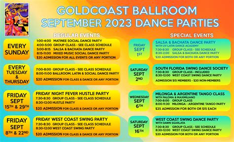 Goldcoast Ballroom Event Center September 2023 Schedule At