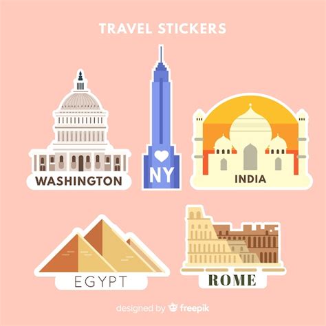 Cities Sticker Collection Free Vector