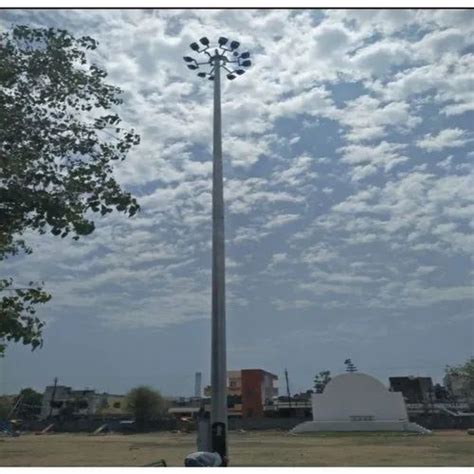 Round M Mild Steel High Mast Lighting Pole Set For Street At Rs