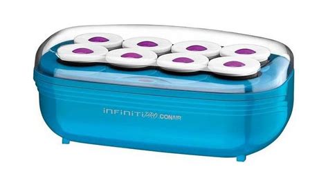 IninitiPRO BY CONAIR Instant Heat Tourmaline Ceramic Flocked Hot Rollers 2 Inch Hot Roller Blue