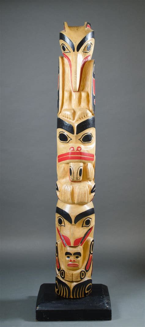 Northwest Coast Native Totem Pole Hand Carved And