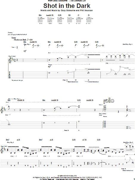 Shot In The Dark Guitar Tab Zzounds