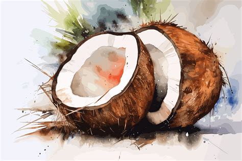 Watercolor Colorful Coconut Painting Graphic By Design Point