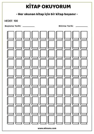 Boyamal Kitap Okuma Takip Listesi Kitapl K Mbsunu