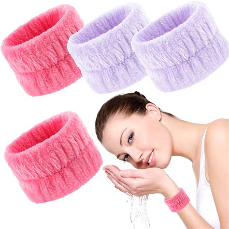 Molain 4 Pcs Spa Face Washing Wristbands Microfiber Wrist Towels For