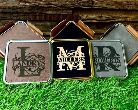 Personalized Leather Coasters Personalized Coasters Set - Etsy