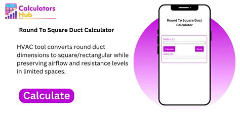 Round To Square Duct Calculator Online