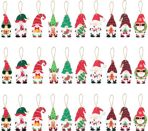 Amazon Haooryx 31Pcs Christmas Gnome Hanging Wooden Ornaments