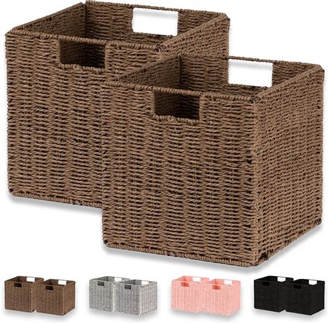 Vagusicc Wicker Baskets Set Of Hand Woven Paper Rope Storage Baskets