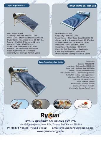 Rysun 200 LPD Pressurized Solar Water Heater At Rs 72500