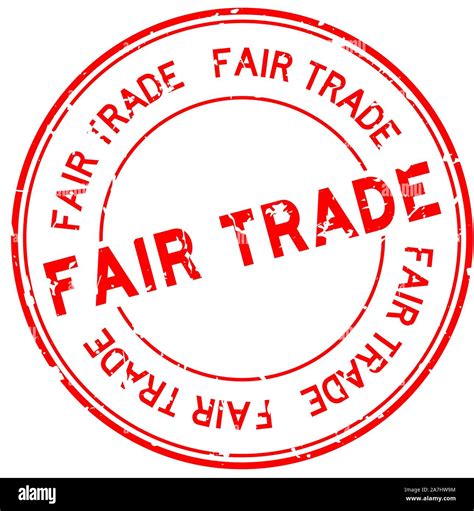 Grunge Red Fair Trade Word Round Rubber Seal Stamp On White Background