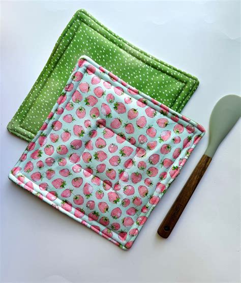 Fabric Hot Pads Modern Kitchen Hot Pads Potholders Aqua Hot Pads Grad Gift Wedding Gift Blue Hot