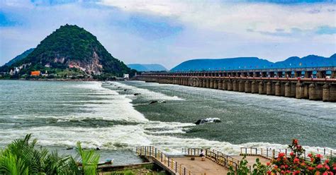 Wide Image Of Prakasam Barrage Across The River Krishna In Vijayawada