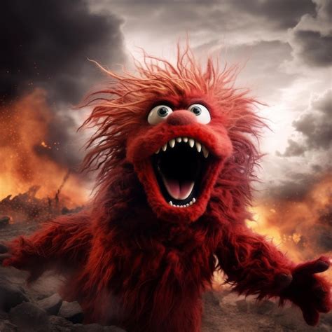 Premium AI Image | Wild and Angry Muppet Animal's Red Tornado of Crazy ...