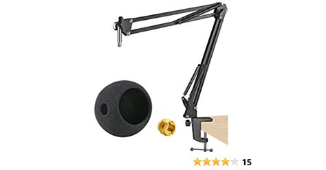 Blue Snowball Mic Stand with Pop Filter - Microphone Boom Arm Stand ...