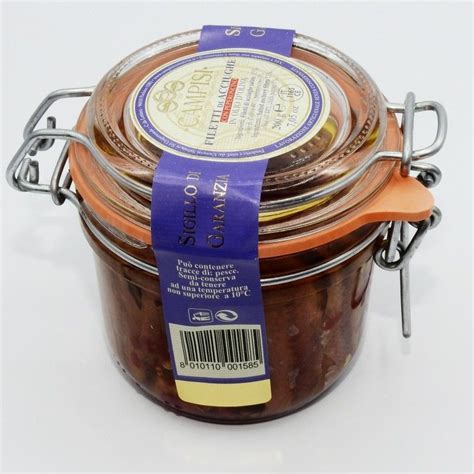 Filetti Di Acciughe Extra Con Peperoncino Vaso Erm Campisi Conserve