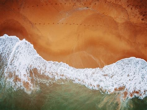 Premium Photo Beach On Aerial Drone Top View With Ocean Waves