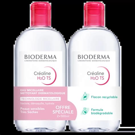 Bioderma Créaline H2O TS Eau Micellaire Nettoyante 2X500ml