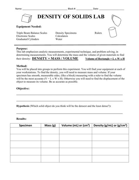 DENSITY OF SOLIDS LAB