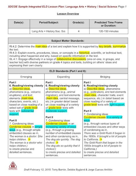 PDF Date S Time Frame Subject Matter Standards SDCOE Sample