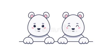 Two Cute White Polar Bears Smiling Stock Vector Illustration Of