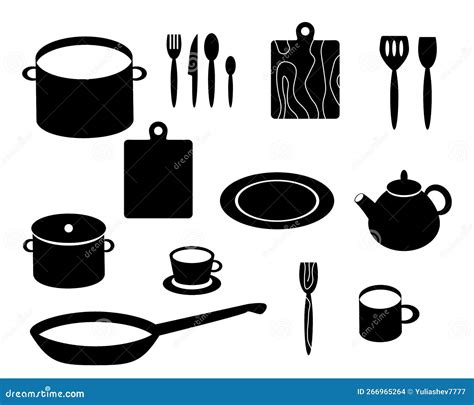 Kitchen Utensils Vector Set Black Color 266965264