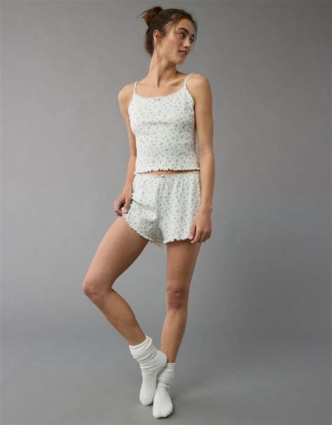 Ae Lace Trim Pointelle Tank And Shorts Pj Set