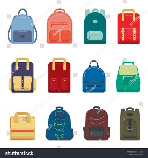 Large Set Backpacks Isolated On White Stock Vector Royalty Free 1896441217 Shutterstock