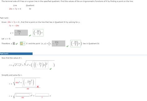 Solved The Terminal Side Of θ ﻿lies On A Given Line In The