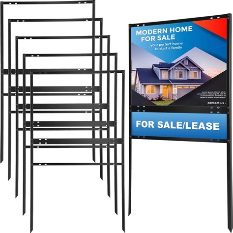 Yaocom 6 Pack Real Estate Yard Signs Metal H Frame With