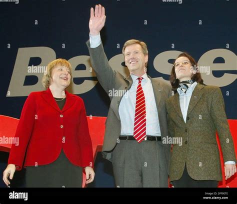 Cdu Vorsitzende Angela Merkel Christian Wulff Cdu Spitzenkandidat