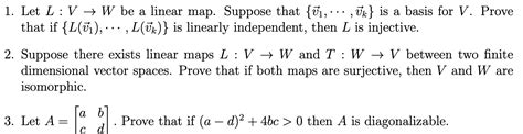 Solved 1 Let L VW Be A Linear Map Suppose That V1 Vk Chegg