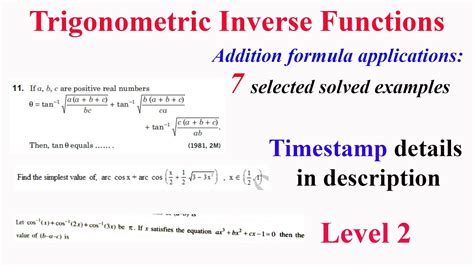 Itf Addition Formula Applications Solved Examples Level