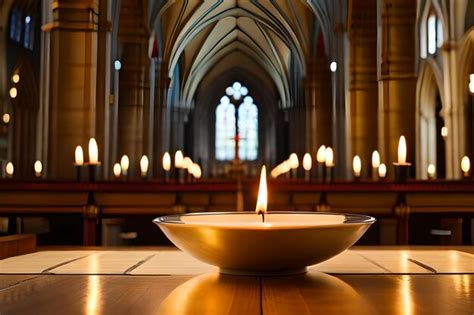 Premium Photo | A candle that is lit in a church