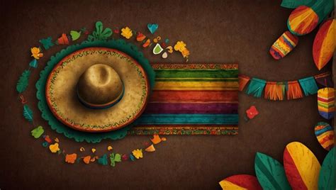 Cinco De Mayo Fondo Ilustración colorida de un sombrero y una bufanda