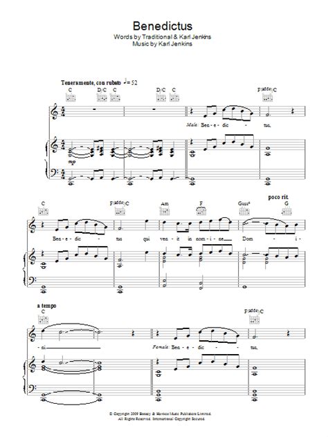 Download Rhydian "Benedictus" Sheet Music & PDF Chords | 5-Page Piano ...