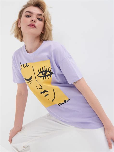 Oversized T Shirt With Print SINSAY 8369A 04X