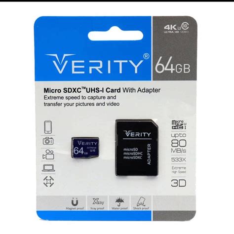 خرید و قیمت رم میکرو 64 گیگ وریتی Verity U 3 C10 80MB s خشاب با