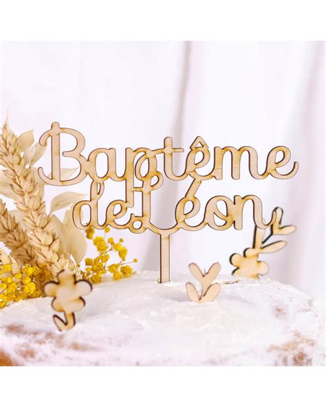 Cake Topper Bapt Me En Bois Personnalis Moderne Ourson C Lin