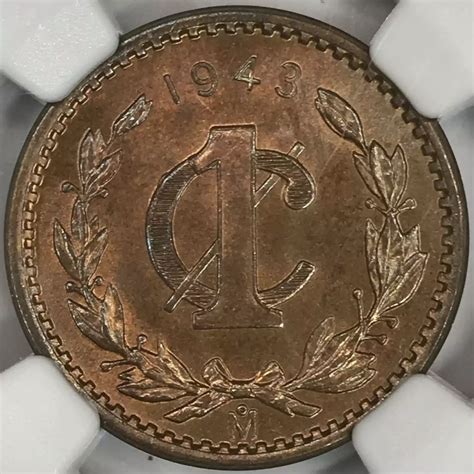 Mo Ngc Ms Rb Mexico Bronze Centavo Old Pueblo Coin