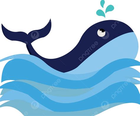 Ilustración Vectorial Oceánica De Una Ballena Azul Nadando Vector Png