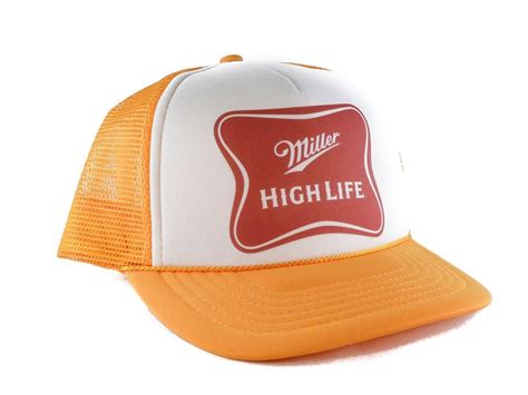 Miller High Life Beer Trucker Hat Mesh Hat Snap Back Hat Yellow New