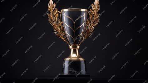 Premium Photo | A Shining Gold Trophy on a Black Background