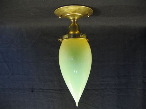 2283 Antique Opalescentvaseline Teardrop Shape Glass Light Etsy