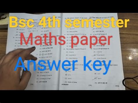 BSC 4th Semester Maths Paper Answer Key BSC Forth Semester Maths