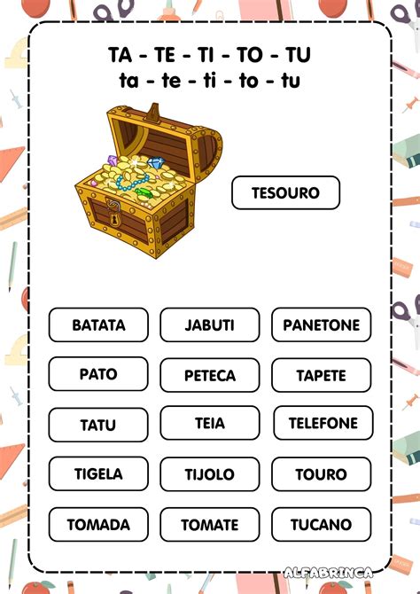 Atividade Ta Te Ti To Tu - Família silábica Letra T - Ta Te Ti To Tu - Atividades prontas para ...