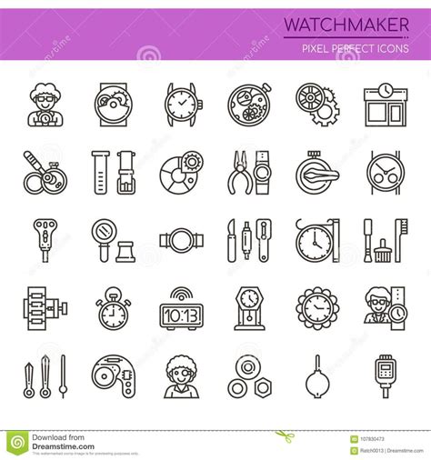 Watchmaker Thin Line And Pixel Perfect Icons Stock Vector